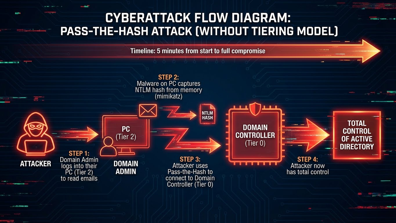 Pass-the-Hash Attack Without Tiering
