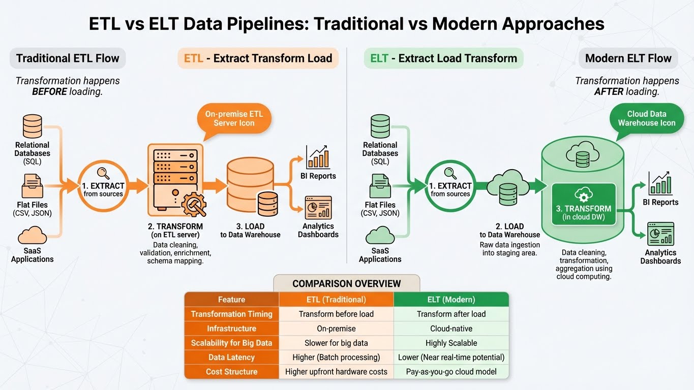 ETL vs ELT Pipeline Comparison