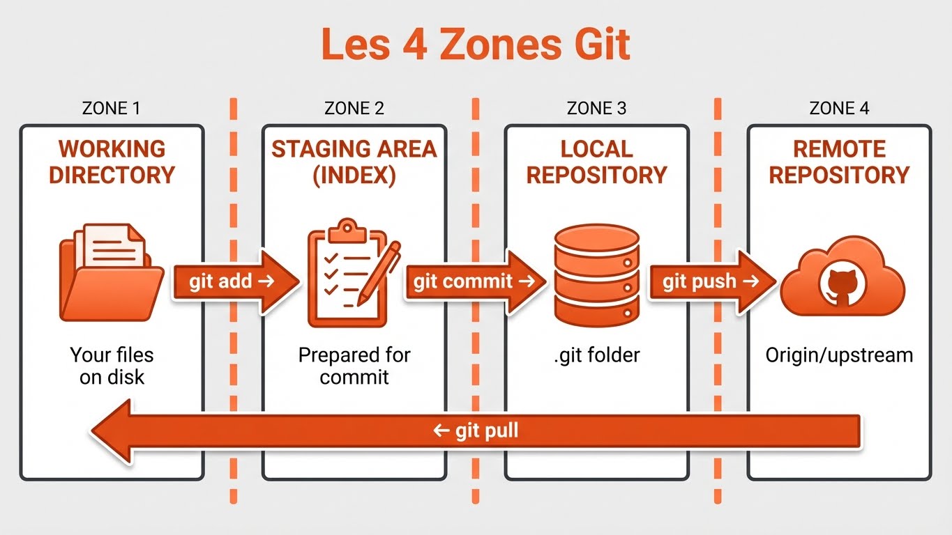 Les 4 Zones Git