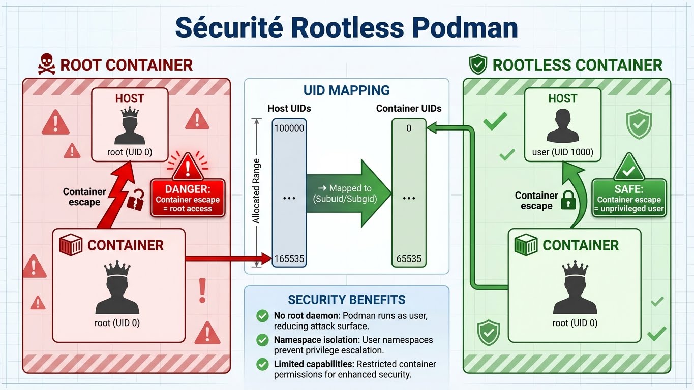 Sécurité Rootless Podman