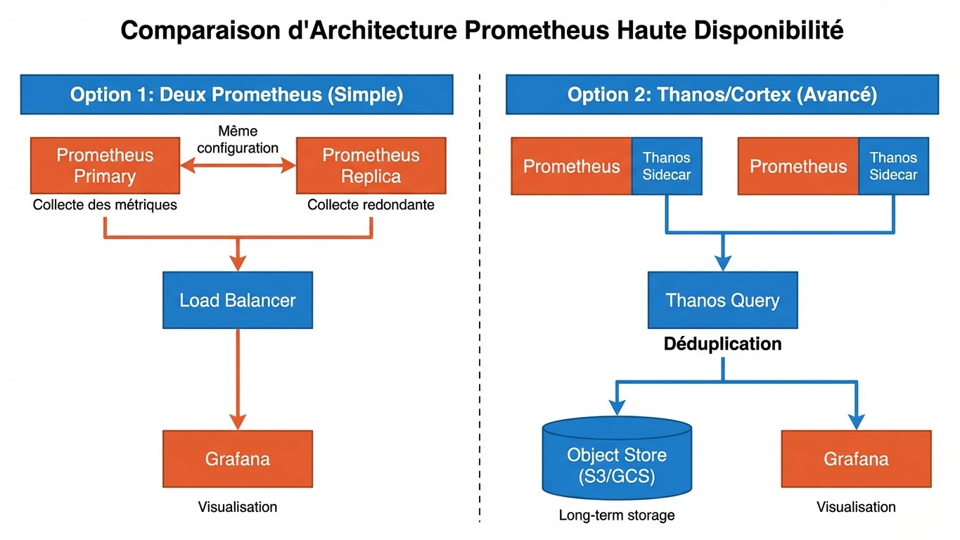 Comparaison d'Architecture Prometheus Haute Disponibilité