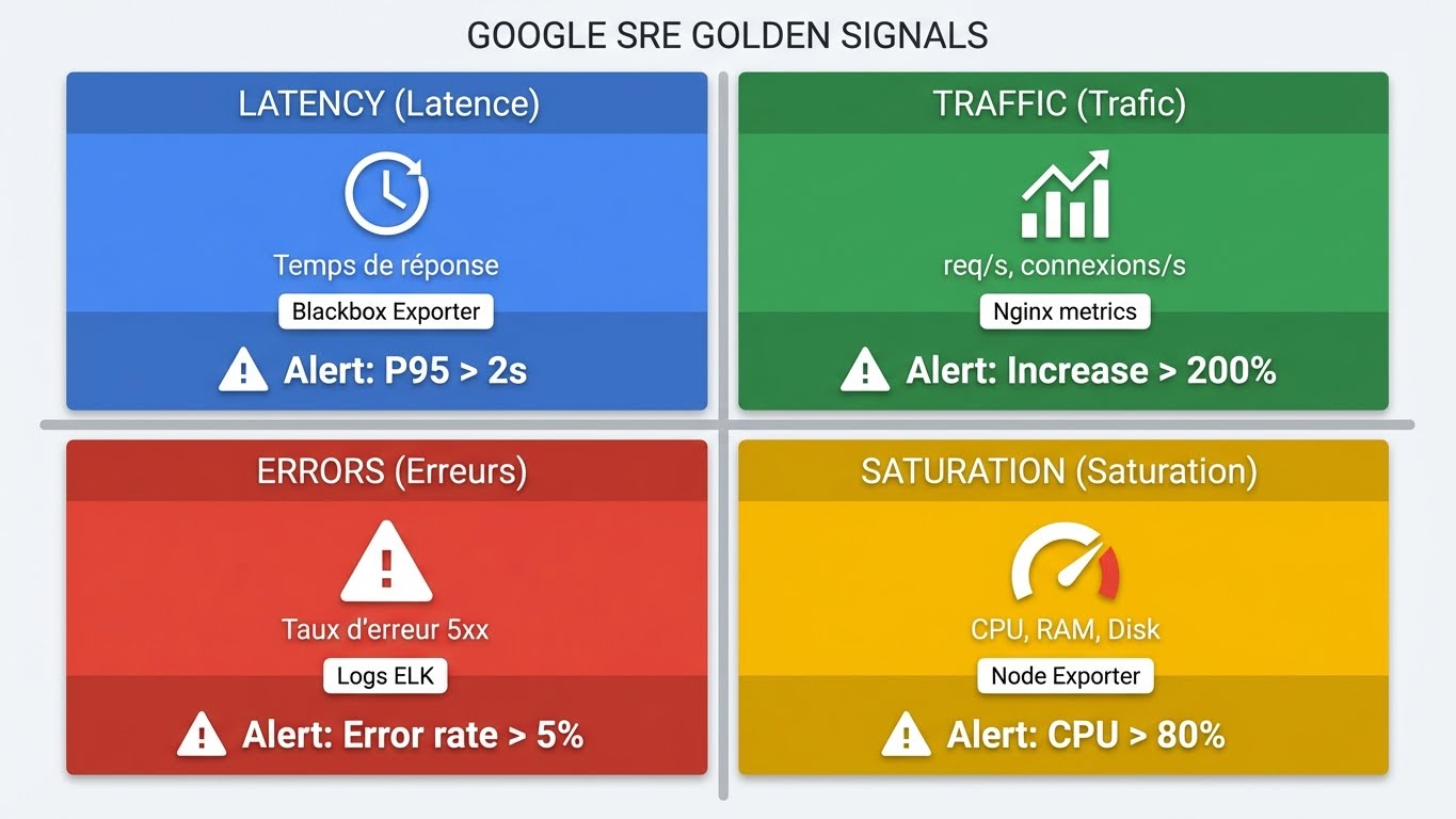 SRE Golden Signals Four Metrics